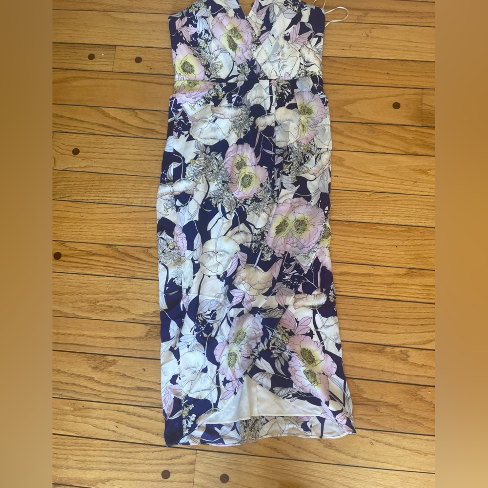 Yumi Kim strapless floral silk blend dress size large